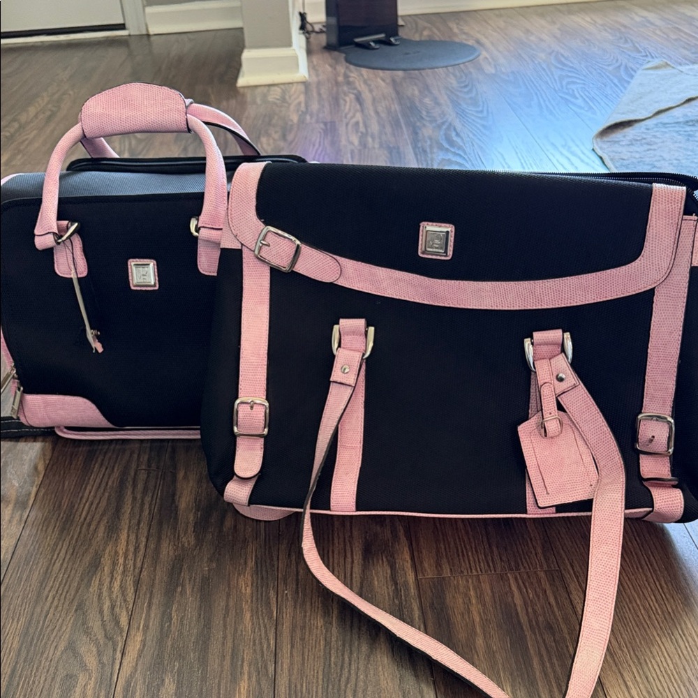 Diane Von Furstenberg Black and Pink Travel Bags
